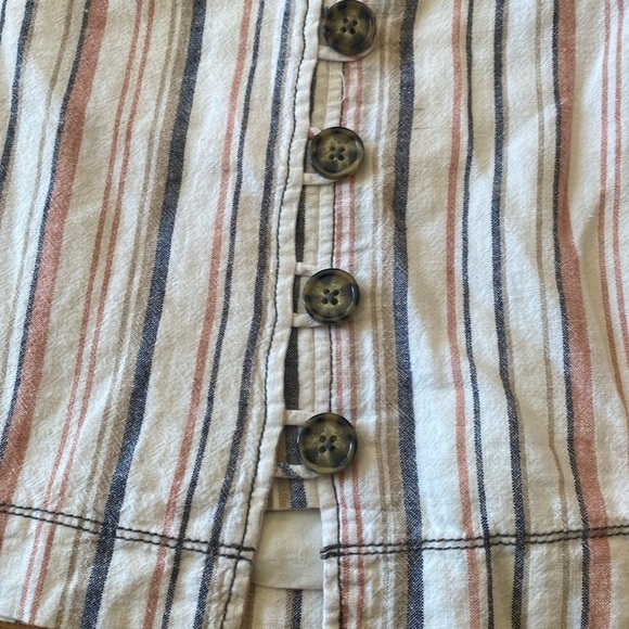Free People Stripes On Sunday Mini Skirt Button Down Size 6 - Picture 3 of 9